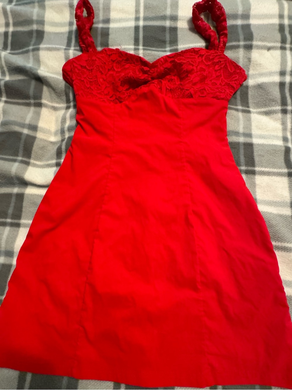 Red Lace Bust A-Line Dress - Women's Elegant Cocktail Dress